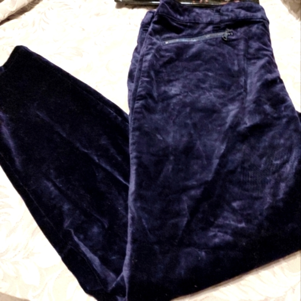 💜Luscious Luxe Chico's Deep Violet Plum Purple Velvet Jeans -  12/L (2 Chico's)
